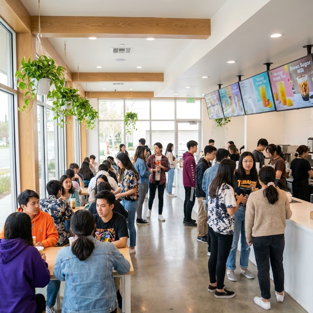 Irvine Style Luna Tea Shoppe with Diverse Crowd